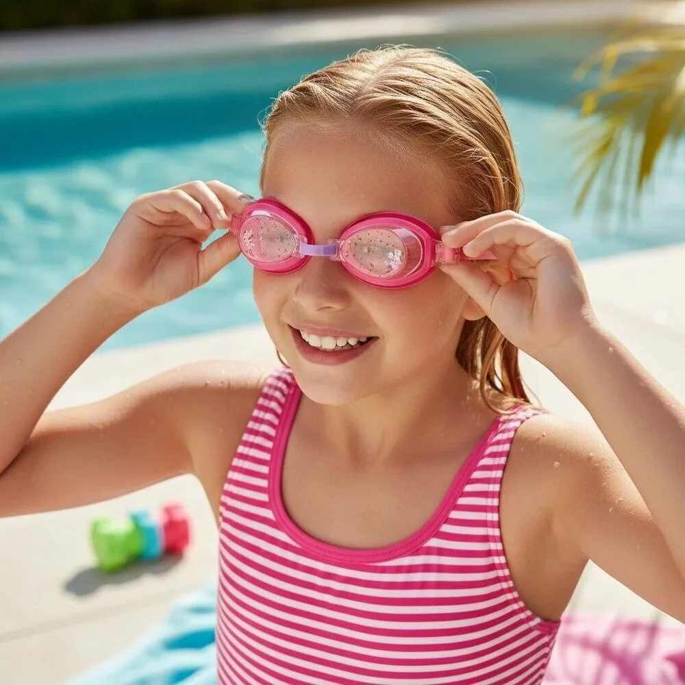 Disney Minnie Mouse Girls Swim Goggles Pink Adjustable Strap UV Protection New